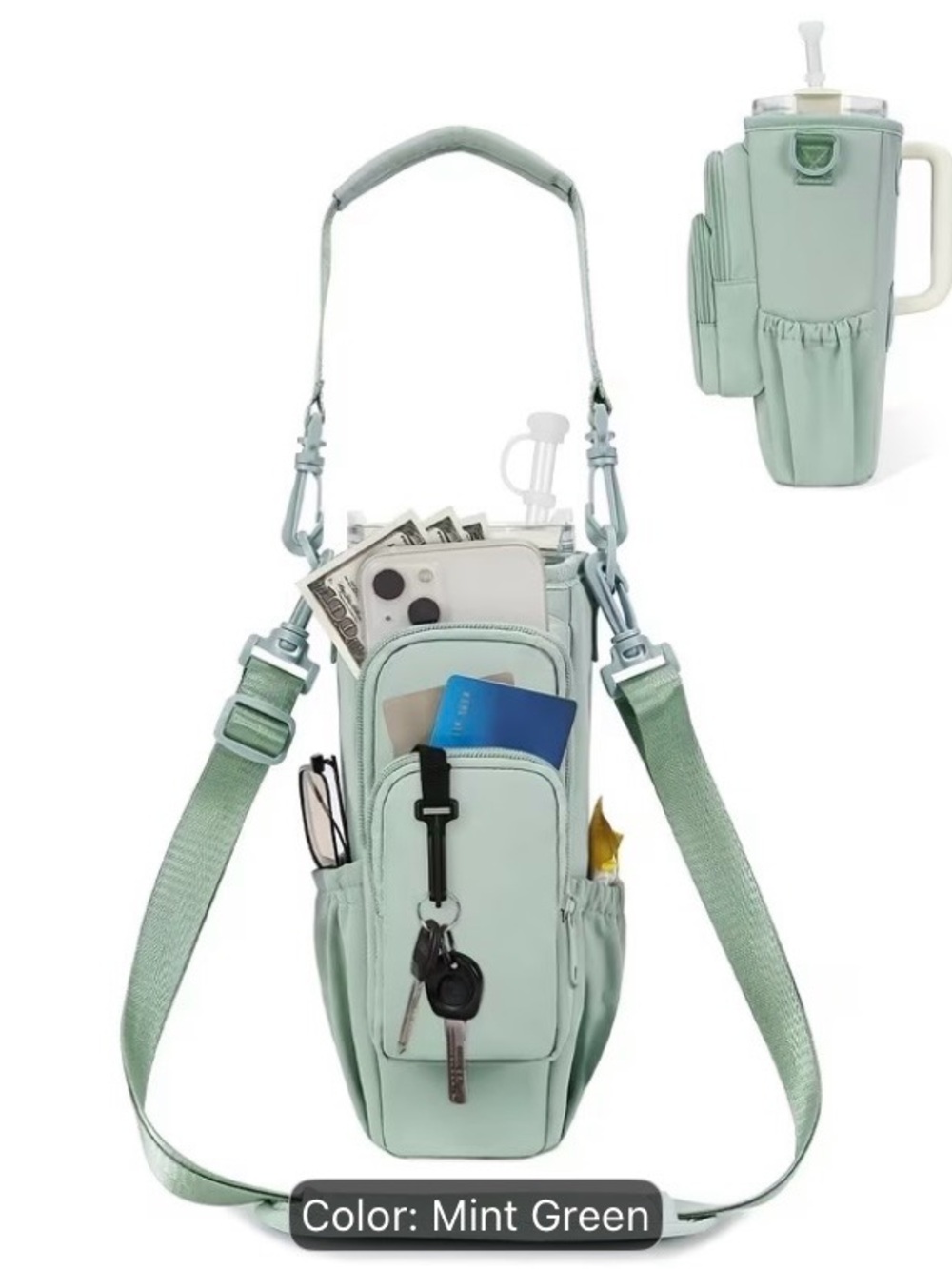 Amazon Mint Green Crossbody Bottle & Phone Organizer